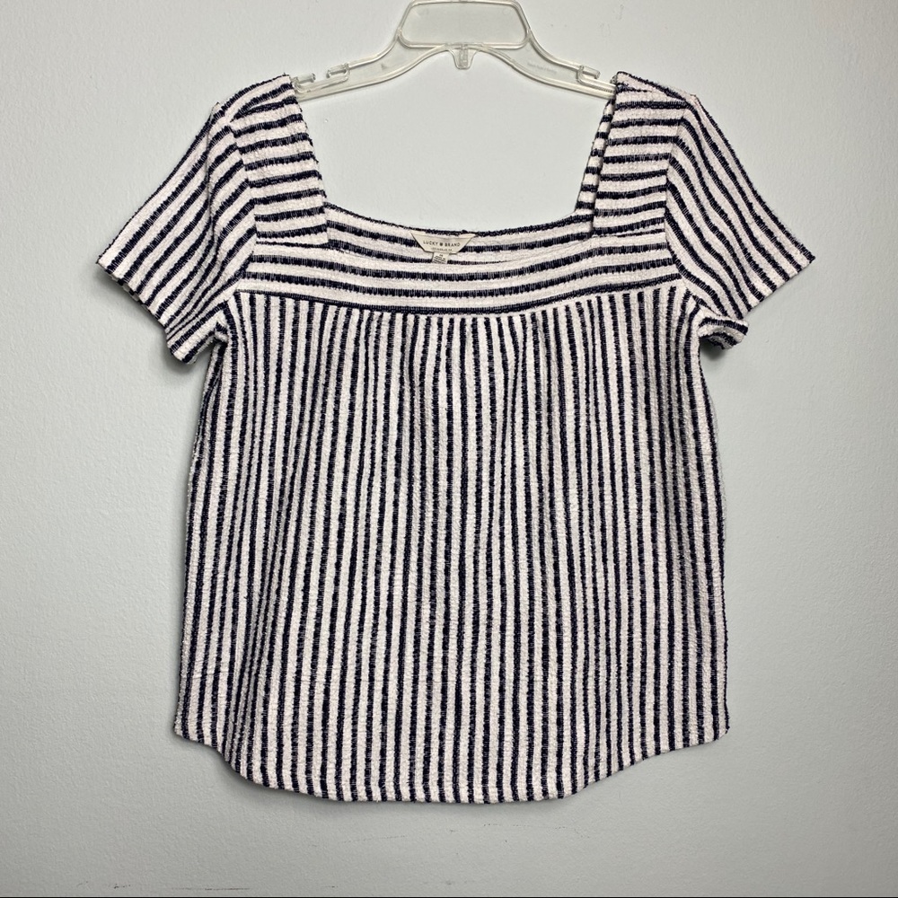 Lucky Brand Navy and White Stripe Shirt